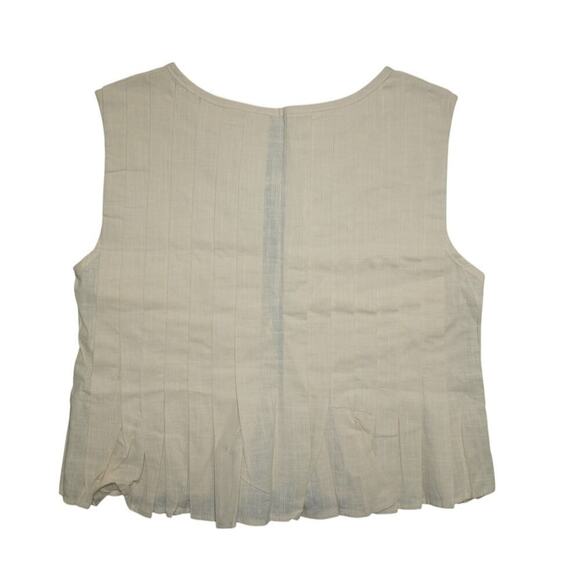 Minimalist Cream Tie-Back Pleated Hem Sleeveless Blouse – Size M - Picture 3 of 5
